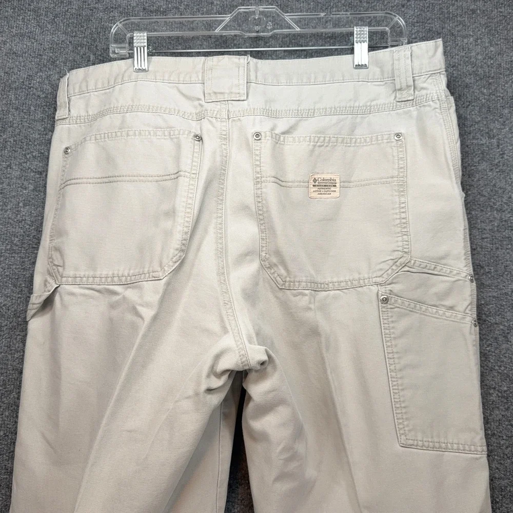 Columbia Carpenter Pants Mens 38 Khaki Tan Utility Canvas Workwear Hiking Rugged
